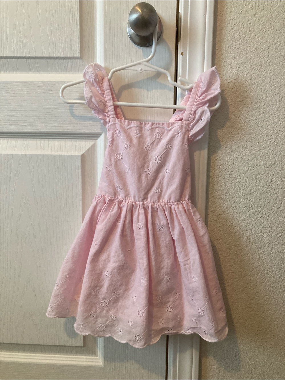 She’ll 100% Cootin Girls' Pink Eyelet Ruffle Strap Dress